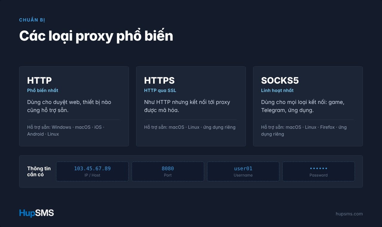 Các loại proxy phổ biến thường gặp khi sử dụng
