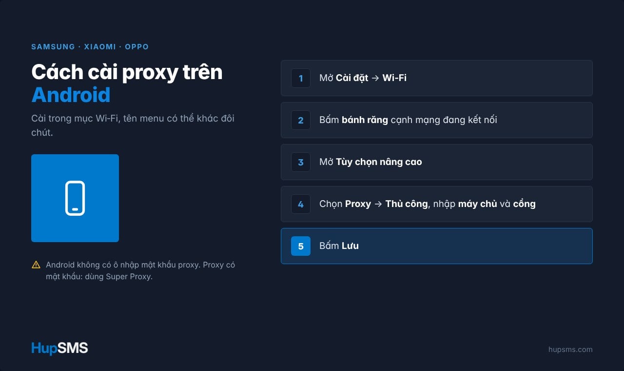 Cách cài đặt và sử dụng proxy trên Android