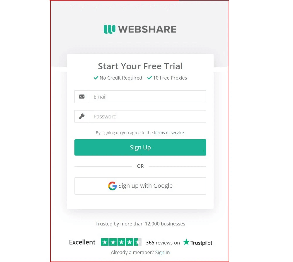 Đăng ký tài khoản Webshare