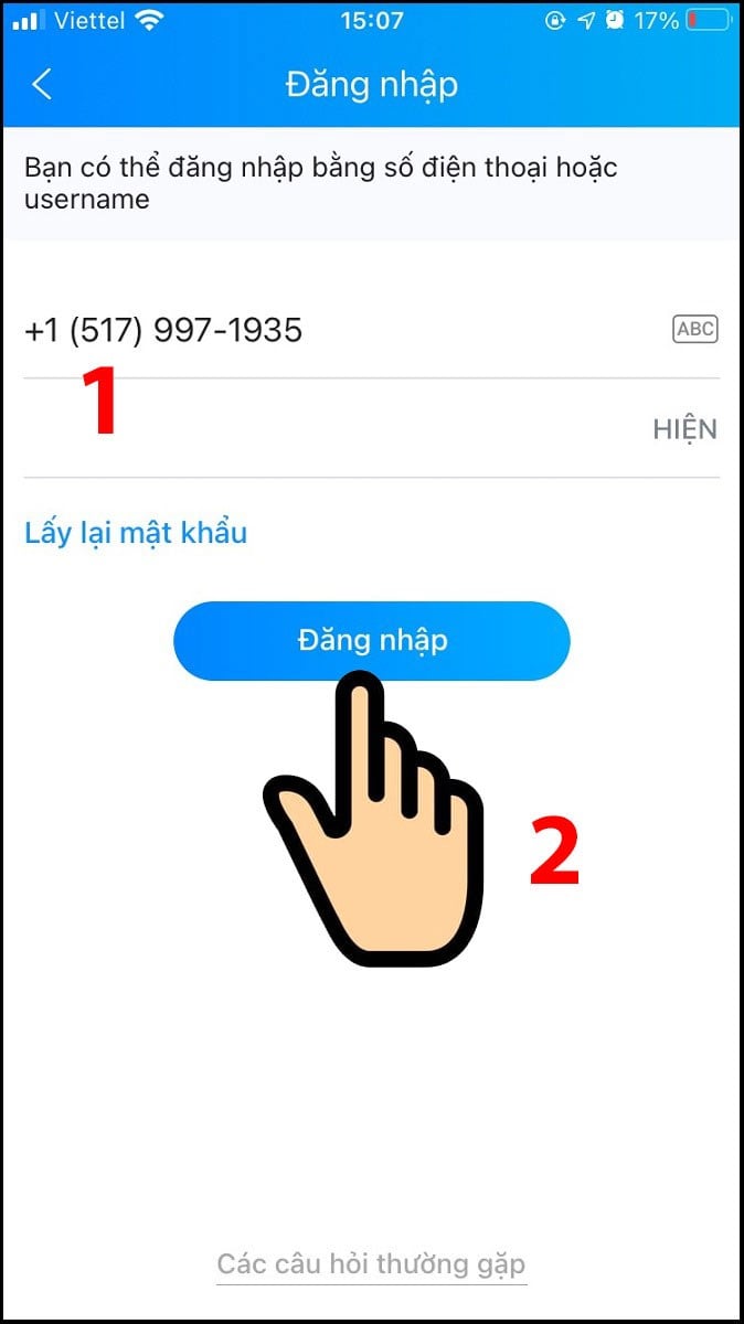 Quay lại ứng dụng Zalo nhập mã xác thực và hoàn tất đăng ký