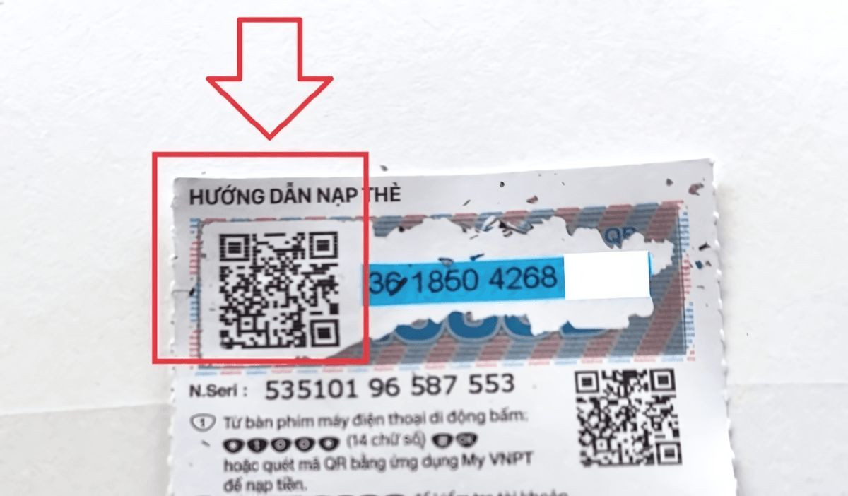 Mã nạp thẻ VinaPhone hiện nay có mã QR hỗ trợ nạp thẻ cùng mã nạp được phủ lớp bạc bảo vệ